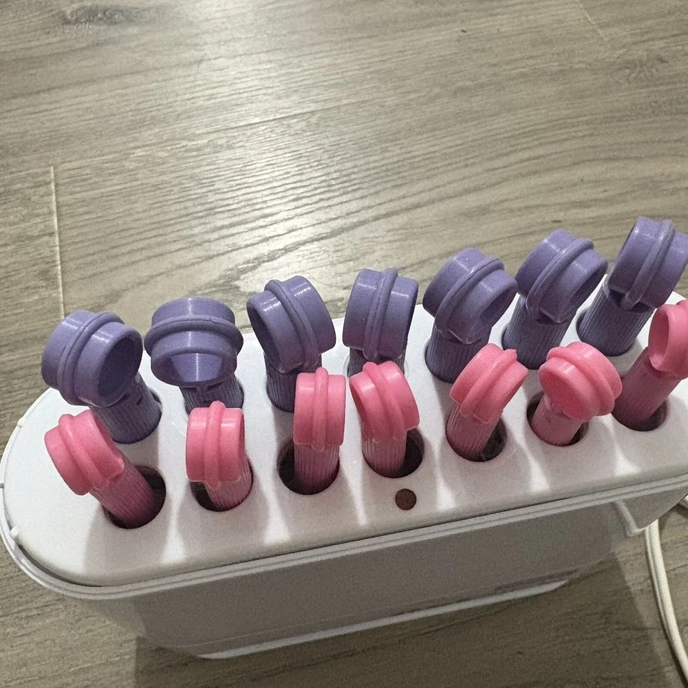 Vtg 1998 Conair Hot Sticks 14 Flexible Rollers HS18R 2 Sizes Purple Pink TESTED